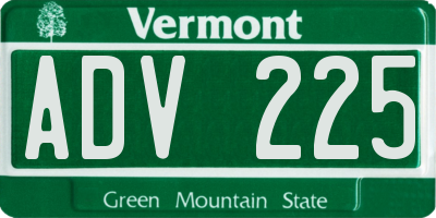 VT license plate ADV225