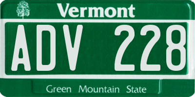 VT license plate ADV228