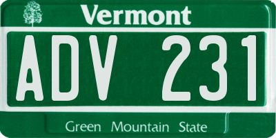 VT license plate ADV231