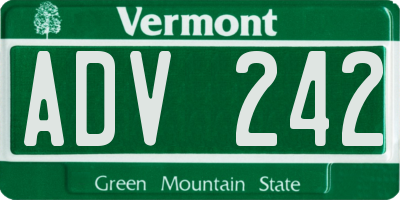 VT license plate ADV242