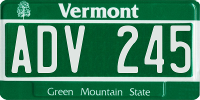 VT license plate ADV245