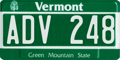 VT license plate ADV248