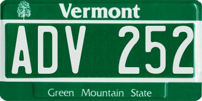 VT license plate ADV252