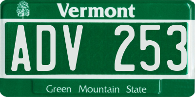 VT license plate ADV253