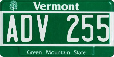 VT license plate ADV255