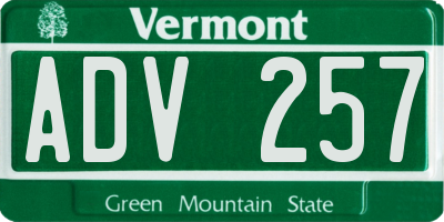 VT license plate ADV257