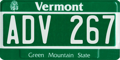 VT license plate ADV267