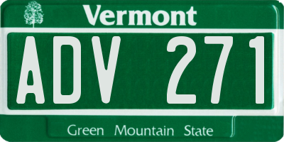 VT license plate ADV271