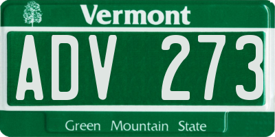 VT license plate ADV273