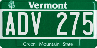 VT license plate ADV275