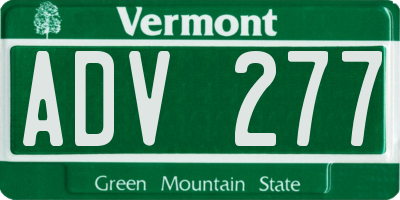 VT license plate ADV277