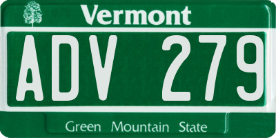 VT license plate ADV279