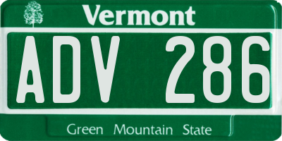 VT license plate ADV286