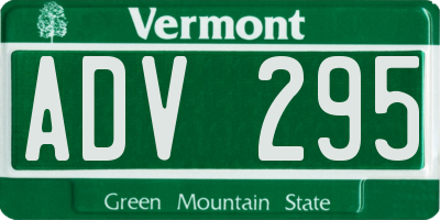 VT license plate ADV295
