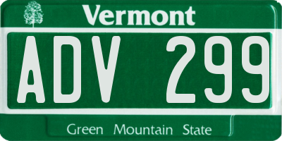 VT license plate ADV299