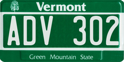 VT license plate ADV302
