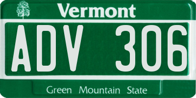 VT license plate ADV306