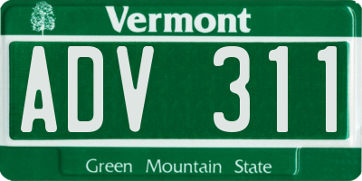 VT license plate ADV311