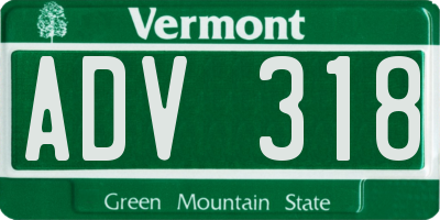 VT license plate ADV318