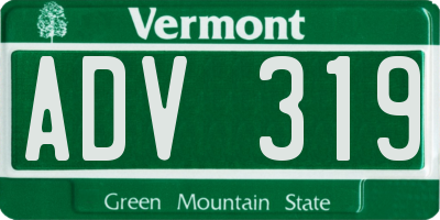 VT license plate ADV319