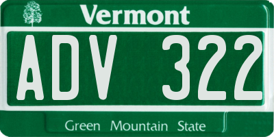 VT license plate ADV322