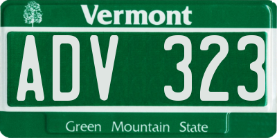 VT license plate ADV323