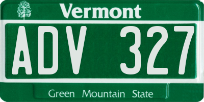 VT license plate ADV327