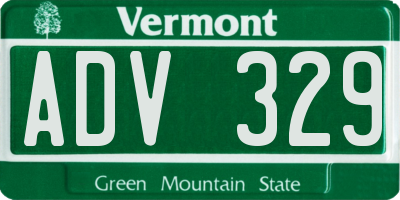 VT license plate ADV329