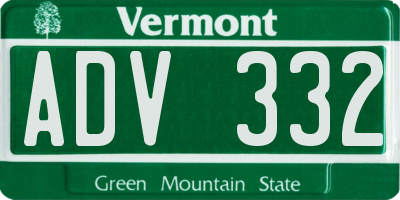 VT license plate ADV332