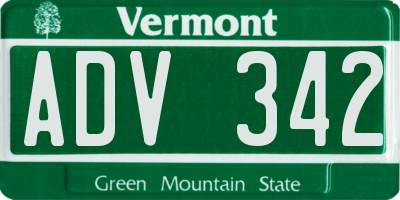 VT license plate ADV342