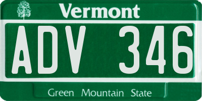 VT license plate ADV346