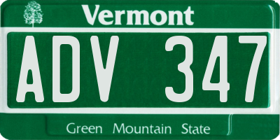VT license plate ADV347