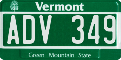 VT license plate ADV349