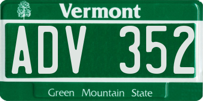 VT license plate ADV352