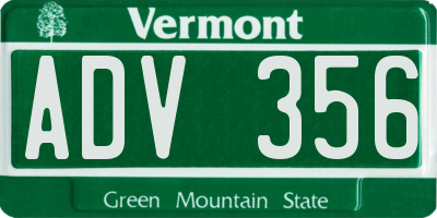 VT license plate ADV356