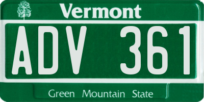 VT license plate ADV361