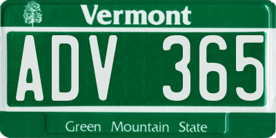 VT license plate ADV365
