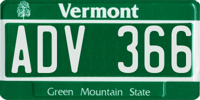 VT license plate ADV366