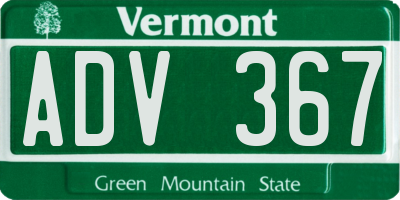 VT license plate ADV367