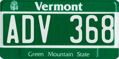 VT license plate ADV368