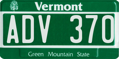 VT license plate ADV370