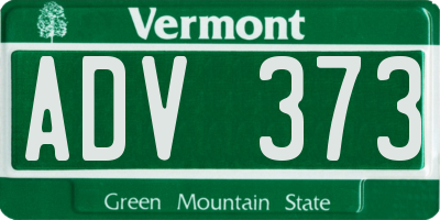 VT license plate ADV373