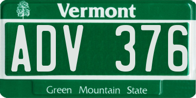 VT license plate ADV376