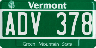 VT license plate ADV378