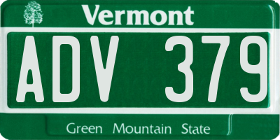 VT license plate ADV379