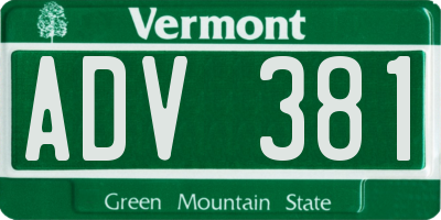VT license plate ADV381