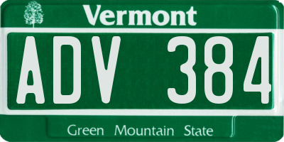 VT license plate ADV384