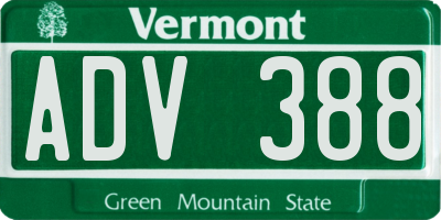 VT license plate ADV388
