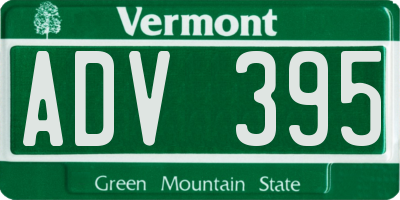 VT license plate ADV395