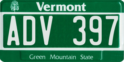 VT license plate ADV397